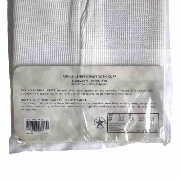 Vintage 70s 80s Ocello Warmwear baselayer pant SZ M Thermal Knit Women White NWT - Picture 5 of 6